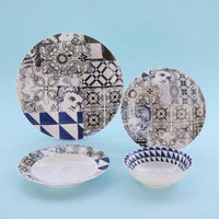 American Style Ceramic Dinnerware Set, Black & White Angel