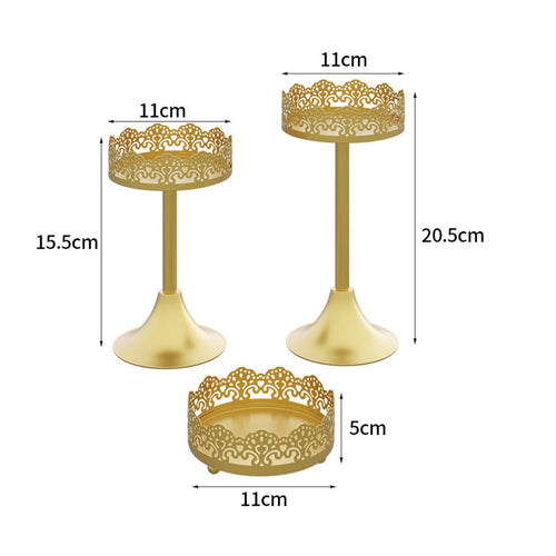 3 Pieces Gold Cake Stand Easy to Clean Lace Border Cake Stand Food-Safe Coating