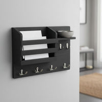 Key and Mail Holder Space Saving Wall Shelf with Hooks Easy to Install