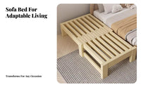 Extendable Design Pull-extendable Slatted Bed Frame Space-Saving Daybed two-in-two-in-oneUse Household Furniture Pullextendable Trundle on Casters for Apartment Dwellers, Single Adults, Homeowners, Small Spaces, Living Room, Bedroom