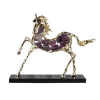 Horse Sculpture with Crystal Rearing Horse Sculpture Minimalist for Entryway