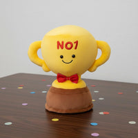 Trophy Stuffed Toy Playful Delight Reward Gift Soft Trophy Award Smiling Face First Place Victor Cup Doll for Kids, Competitions