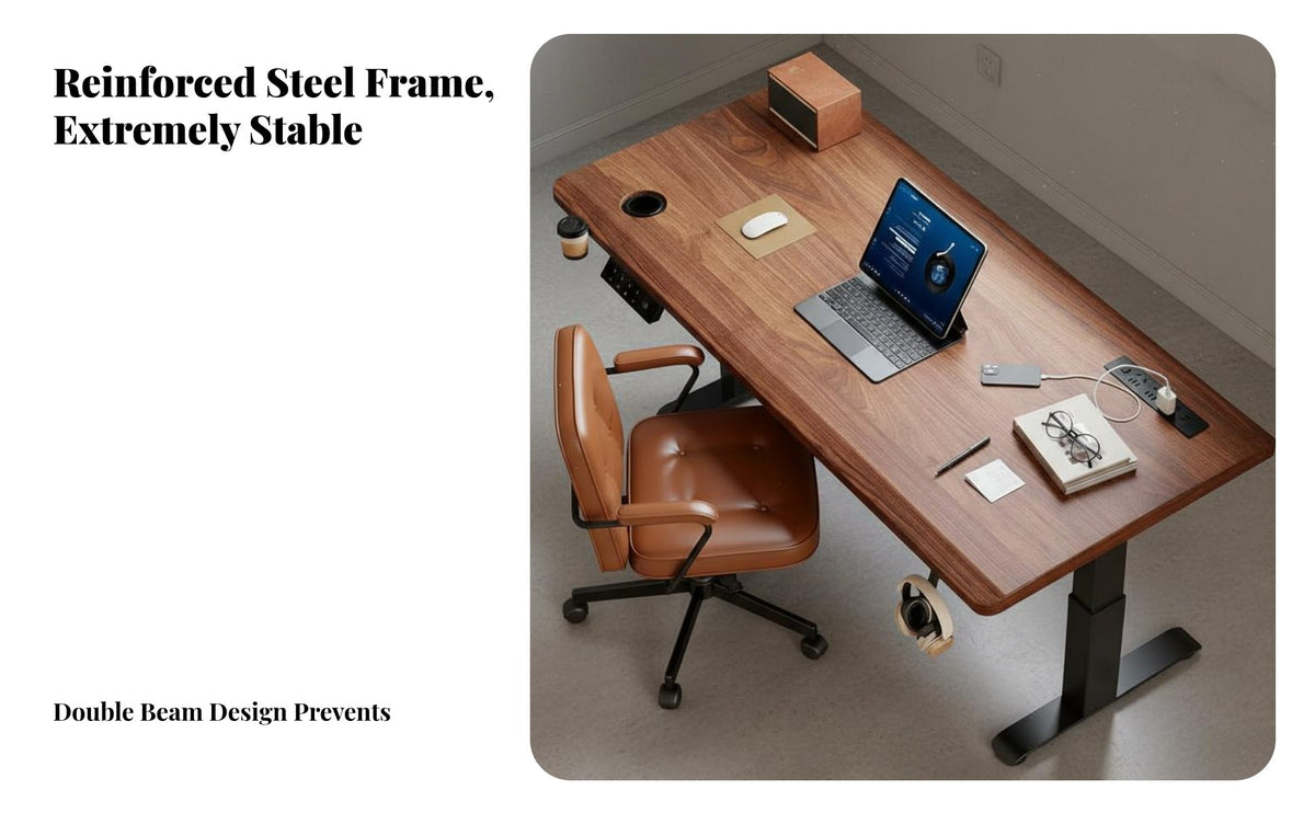 Electric Standing Desk Double Motor Height Adjustable Standing Desk Ergonomic Design Powered Work Table for Professionals, Streamers, Study Room