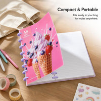 A5 Mushroom Hole Loose-Leaf Notebook with Decorative DIY Cover, Thickened Journal with Lined Pages, 80 Sheets