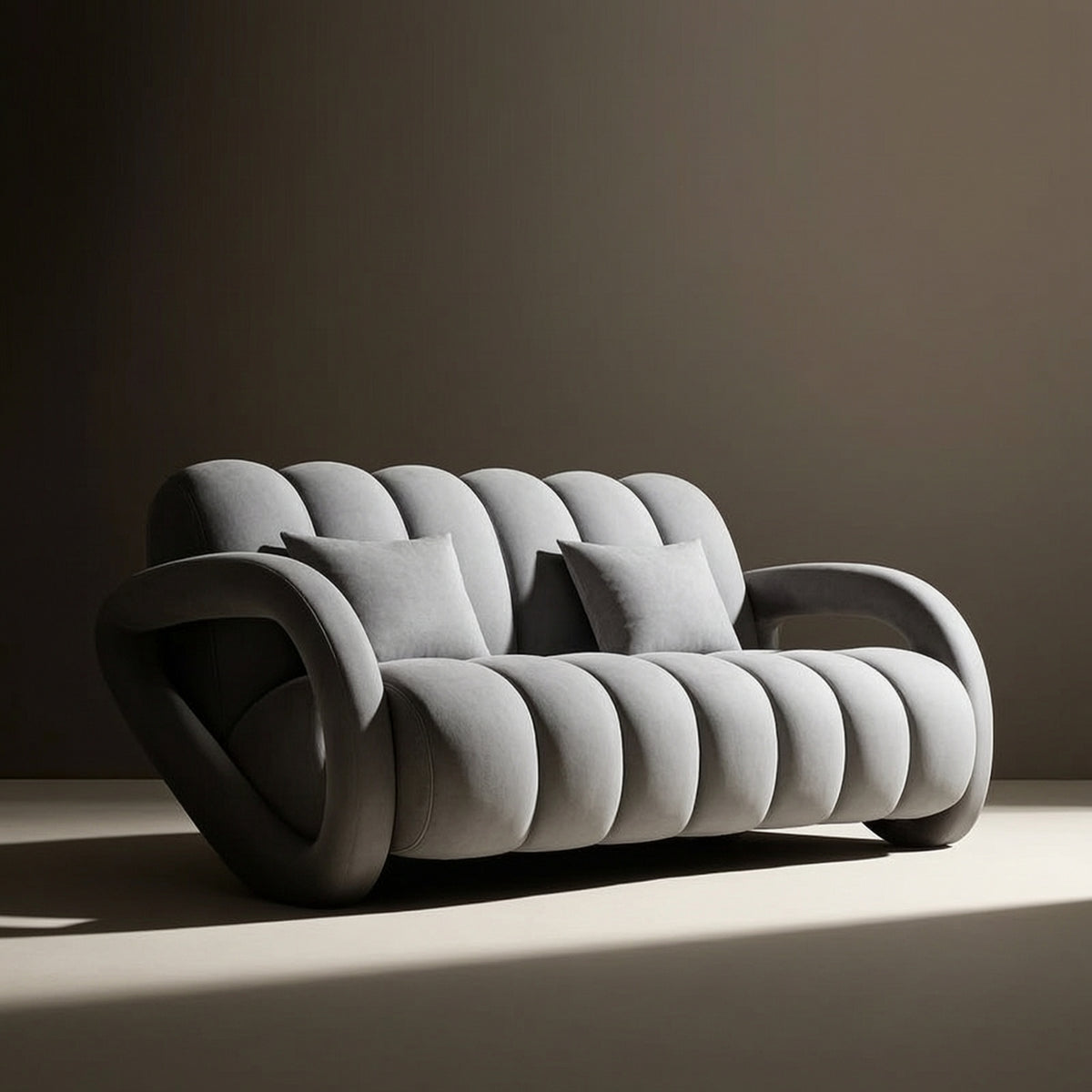 Loveseat with Loop Armrests Geometric Two-Seater Sofa Padded Sofa with Armrests for Living Room, Bedroom, Reading Corner
