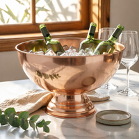 Stainless Steel Ice Bin Wide Mouth Champagne Bowl Large Capacity