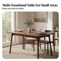 Solid Wood Dining Table Mortise and Tenon Joinery Black Walnut Rectangular Table Space-Saving Walnut Dining Set for Families, Living Room, Home Office