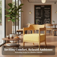 Curved spine Chair and circular table Set Natural Wood Look Cafe Furniture Ergonomic Design Upholstered Seat for Homeowners