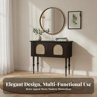 Rattan Door Cupboard French design Cane Door Console Gold-Tone Hardware adaptable Use for Homeowners