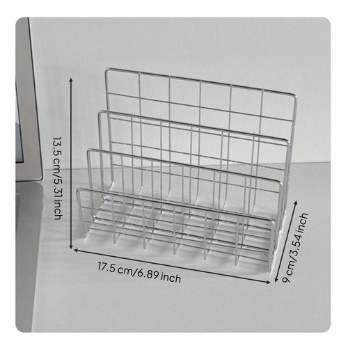 Desktop Book Stand Space Saving Metal Grid Storage Rack Keeps Desk Organized Metal Wire File Sorter for Students