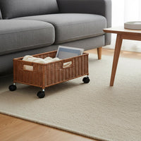 Book Storage Basket Handle Grip Rolling Storage Basket Sturdy for Living Room