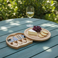 4 Pieces Cheese Knife Set Gift Ready Round Box Cheese Knife Set Rustic Style
