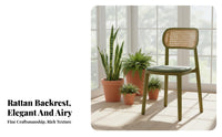 Cane-Back Side Chair Stackable Indoor Seating Curved Backrest for Home Office
