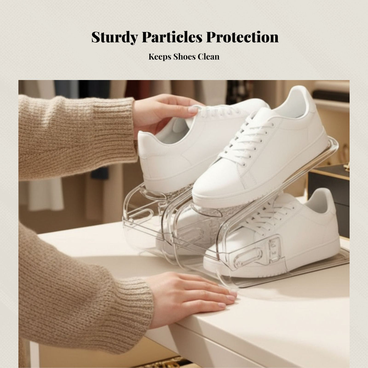 Foldable Shoe Organizer, Transparent Layered Storage Box, Space-Saving Divider Rack