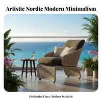 Woven Frame Single Sofa Designer Look Woven Lounge Chair Thick paddings Easy Assembly for Hotel Managers, Adults, rearyard, Deck