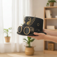 Steampunk Top Hat Retro-Fantasy Top Hat with Goggles Felt-Like for Cosplayers, Theater Performances
