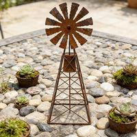 Windmills Statue Metal Farmhouse Windmills Decor Desktop Garden Statue