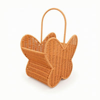 Butterfly-shaped Basket Faux Rattan Storage Basket with Handle Wicker Decorative Carrier Rustic Handwoven Surface Suitable for Desk Organization Home Use