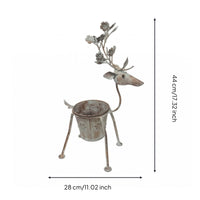 Metal Deer Planter Distressed Finish Deer-Shaped Planter Weathered for Courtyard
