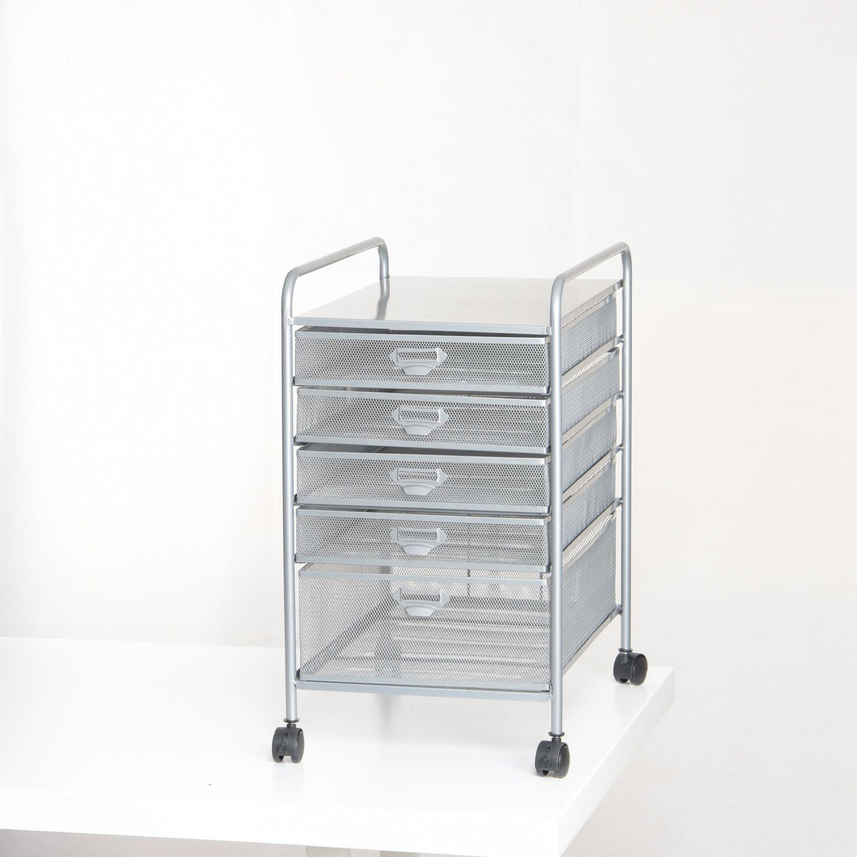 Multi-layer Metal Mesh File Cart with Storage Racks
