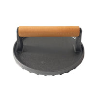 Heavy-Duty Cast Iron Meat Press Ridged Meat Press