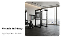 Full-Body Workout Power Rack with Pulley System Adjustable All-in-Single Squat Rack Heavy-Duty Steel Frame All-in-Single Home Gym Rack Stable Structure for Fitness Enthusiasts, Bodybuilders