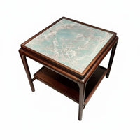 Square Corner Table with Drawer New Chinese Design Home Furniture Sintered Stone Top Dual-Level Shelf for Renters, Adults