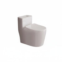 Anti-Splash Unified-Piece Siphonic Toilet Powerful Flush Water Closet Easy-to-Clean Glaze Ware Soft-Close Seat for Apartment Dwellers, Homeowners, Bathroom, Restroom, Home