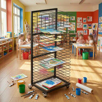 Art Drying Rack Removable Shelves Painting Drying Rack Studio Storage Swivel Casters Metal Frame for Painters