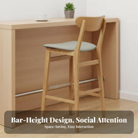Four-Legged Wooden Stool Minimalist Bar Height Design Height Seating Long-Enduringing Construction Ergonomic Backrest