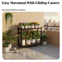 Multi-Tier Rolling Plant Rack Space-Saving Multi-Level Rolling Planter cart Stable Base Artistic Design for Gardeners, Bedroom