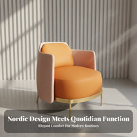 Curved Settee Nordic Design Curved Sectional Couch Space-Saving Size Minimalist Aesthetic for Homeowners, Adults, Office