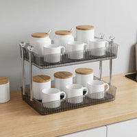 Double-Layer Transparent Storage Rack, Countertop Spice Shelf, Space-Saving for Office and Children's Room