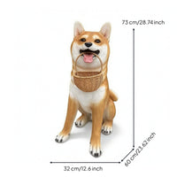 and-White Dog Statue Fiberglass Akita Statue Hand-Painted Figurine for Entryway
