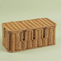 Rattan-Cord-Hider Box Desktop Lidded Cable Box Decorative Handwoven Cord Hider