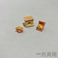 场景模型仿真微缩迷你小圣诞树栅栏壁炉雪橇微景沙盘道具装饰摆件 金币宝箱（1.4*2cm）