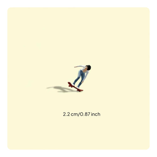 1/64 Scale Skateboarder Figure Hand-Painted Tiny Skater Man Figurine