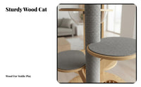 Multi-Level Wooden Climbing Tower abrasionResistant Posts Multi-Level Tower with Condo and Perches Sturdy Construction Cat Furniture for Indoors, Home