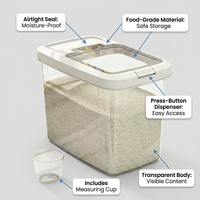 Airtight Food Storage Containers, Large Capacity Rice Bucket, Press Button Dispenser with Measuring  - Image 10