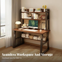 Desk with Bookshelf Writing Desk with Drawers Multi-functional Study Table Engineered Wood Stable Construction Suitable for Students Bedroom Dorm Room