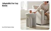 Sculptural Pedestal Stand Cream aesthetic End Table adaptable Use for Living Room