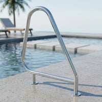 Pool Handrail Stainless Steel Pool Grab Rail Floor Mount Handrail with Base Flanges for Swimmers, Elderly, Spa