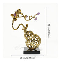 Gourd Statue with Crystal Gilded Tabletop Ornament Decorative for Homeowners