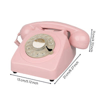 Classic Rotary Desk Phone Metal Bell Chime Retro Rotary Phone Vintage Wired Telephone Telephone for Office, Study Room