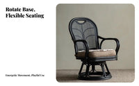 Japanese Design Leisure Chair Ergonomic Rear Rest Wicker Armchair Fan Rear Pedestal Chair Lightweight Indoor Seating