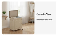 Large Capacity Collapsible Cabinet with Wheels Multi-Functional Rolling Toy Bin Dustproof Household Storage Two-Way Opening for Homeowners, Children, Bedroom, Living Room, Playroom, Nursery