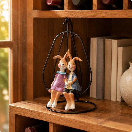 Swing Rabbit Ornament Painted Details Creature Sculpture Cute Design