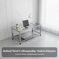 warehouse aesthetic Low Table Sturdy Construction 2-Tier Rectangular Table Minimalist Design adaptable for homeowners, Students
