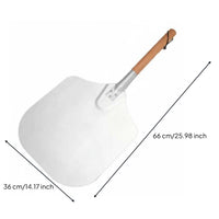 Aluminum Pizza Peel Large Size Wood Handle Pizza Peel Ultranarrow Edge Oven-Ready Tool for Oven, Bakery