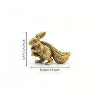 Brass Rabbit Antique-Style Tea Pet Detailed for Desk, Bookshelf, Collectors